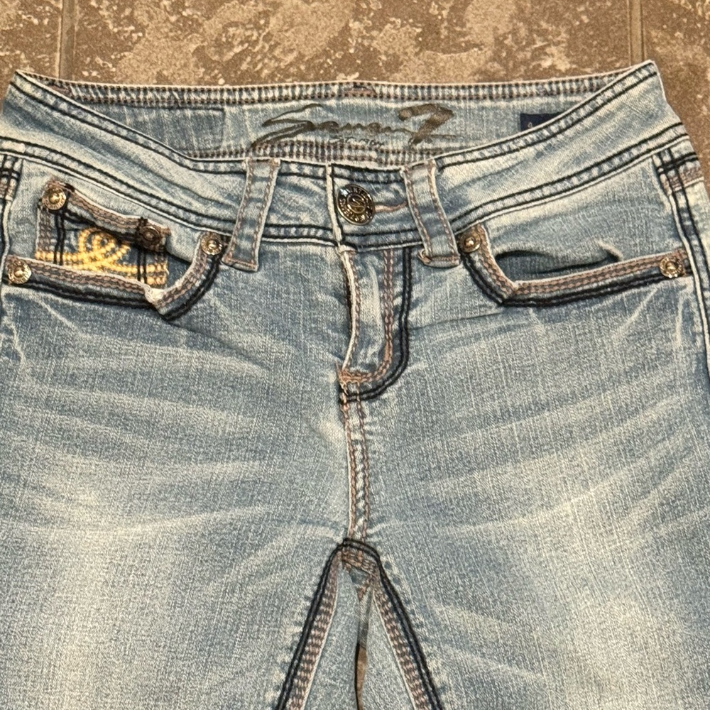 Seven 7 Women's Light Blue Denim Jeans Boot Cut Size 4 26" Inseam 5 Pockets $89 - Picture 6 of 8